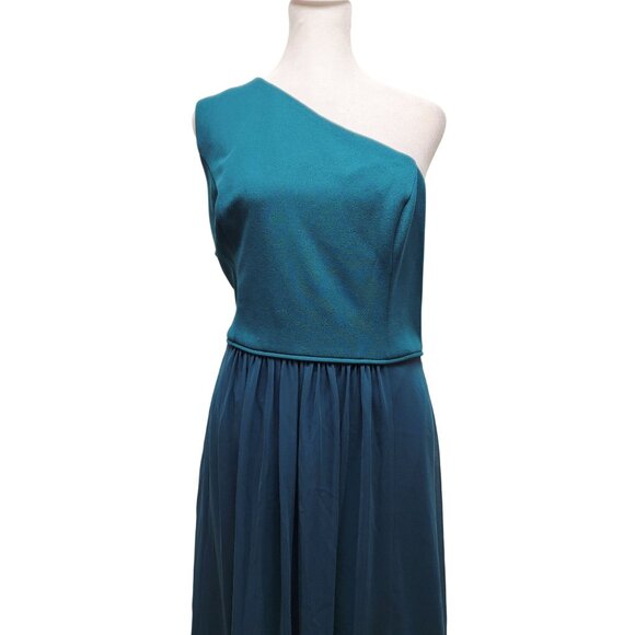 Adrianna Papell Womens Teal One Shoulder  Maxi party Dress Size 14 blue - Picture 3 of 12